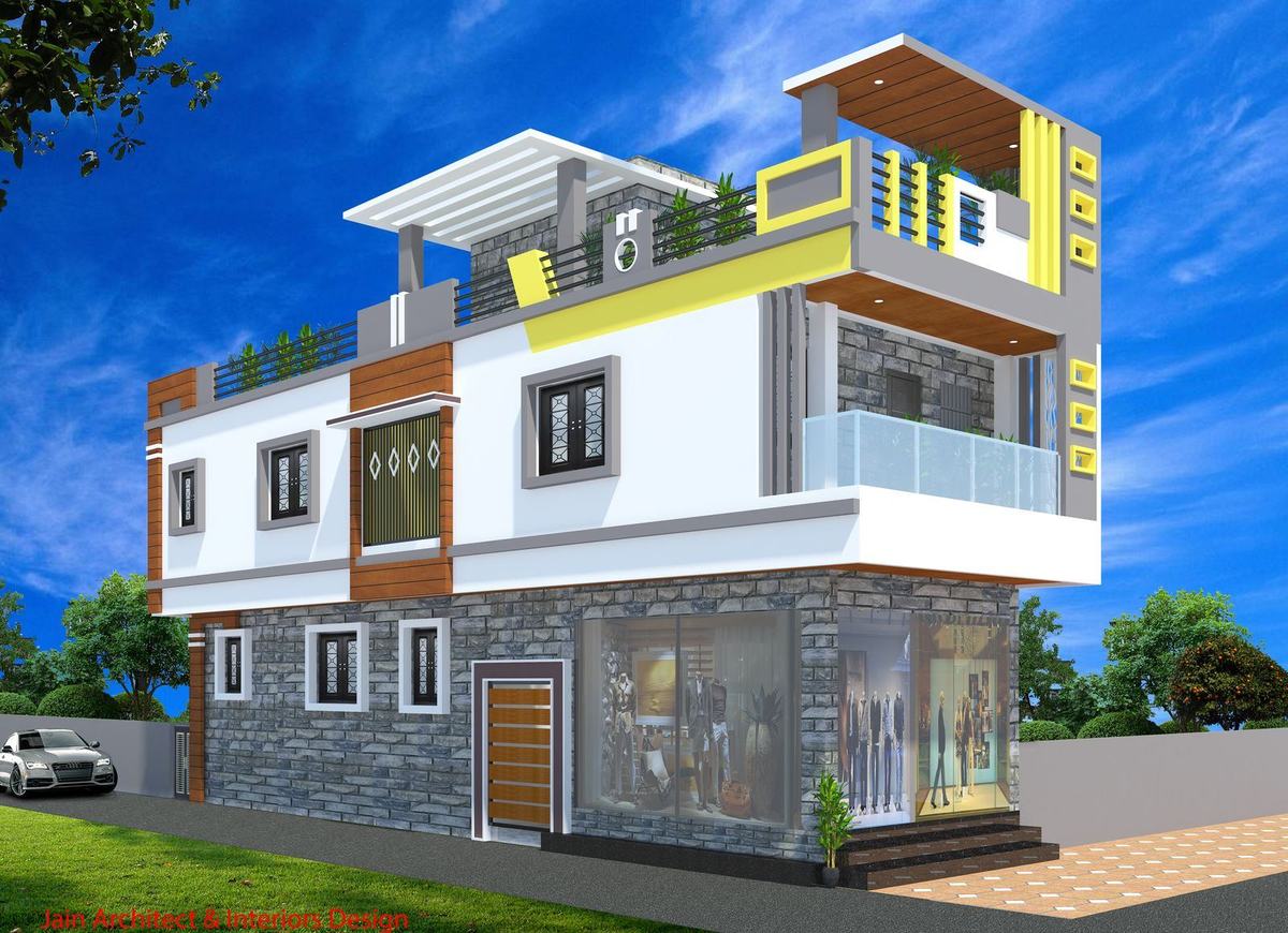 20 × 45 East Facing Shop & Residence designed by Sri Yug Constructions & Architect